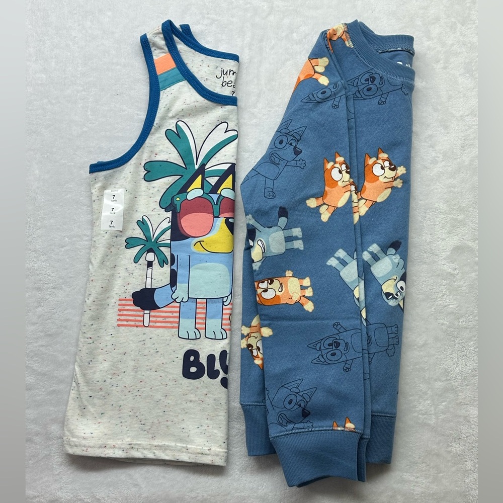 Bluey Boys Size 7 Lot of 2 | Sweatshirt + Tank Top